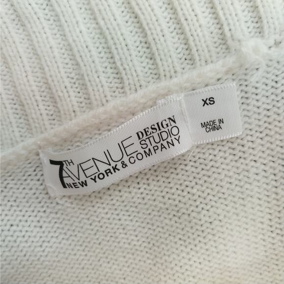 7TH AVENUE! VANILLA CREAM FRINGED, FINELY KNIT, POCKETED CARDIGAN SWEATER! SZ XS - Picture 9 of 12